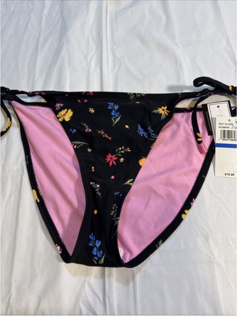 Salt And Cove Black Floral Tie Bottoms X-Large